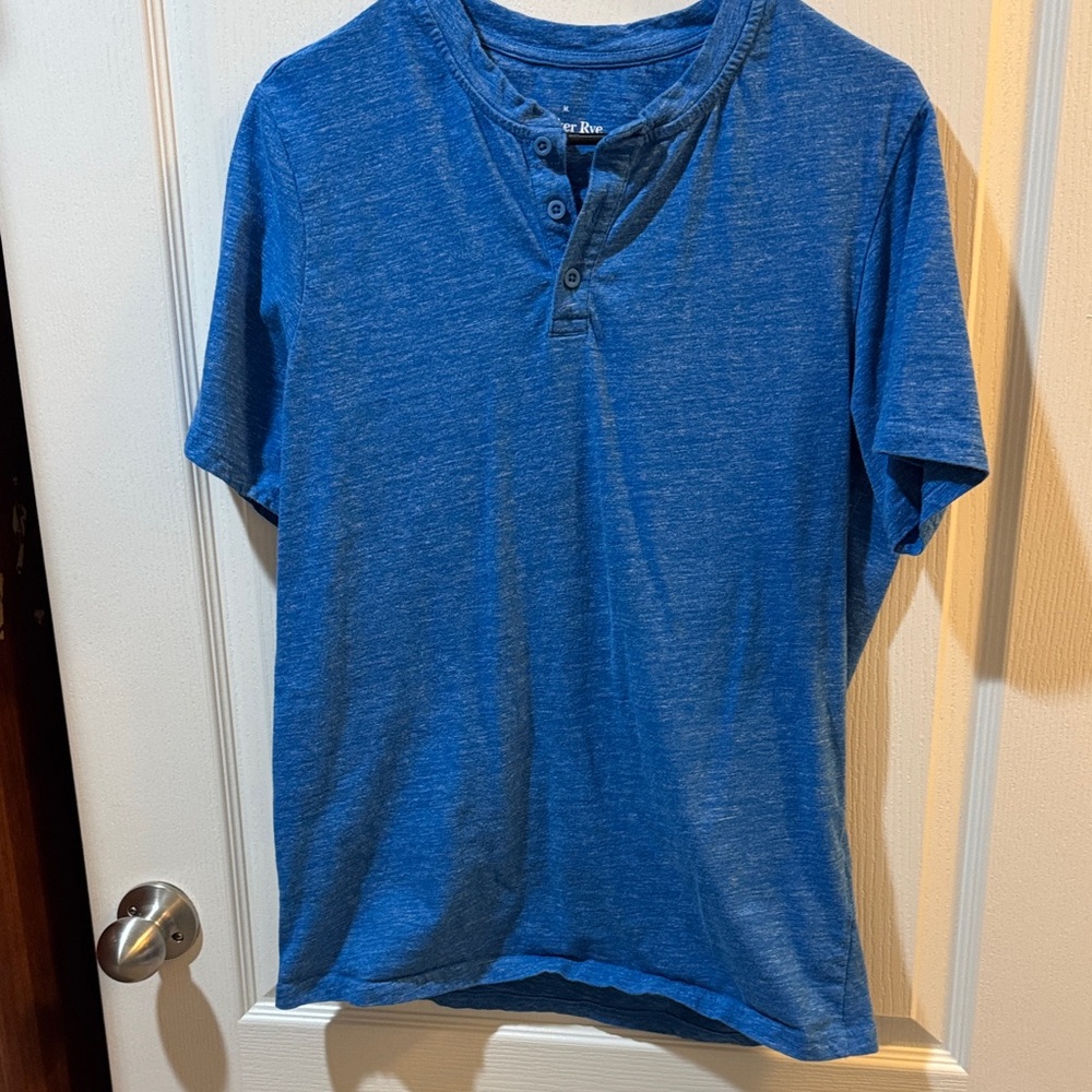 Men's Blue Short Sleeve Henley Shirt